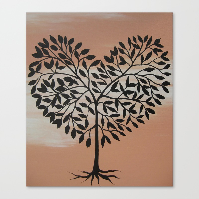 700x700 Pink Apricot Peach Heart Tree Of Life Romantic Heart Shaped Leaves - Heart Tree Painting