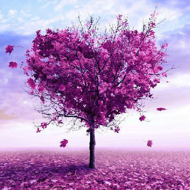 640x640 Free Lovely Heart Tree 5d Diy Diamond Painting Cross Stitch - Heart Tree Painting