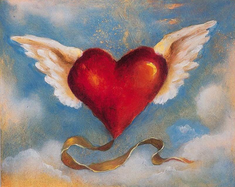 802x639 My Heart Set Free! Love! Angel, Journaling - Heart With Wings Painting
