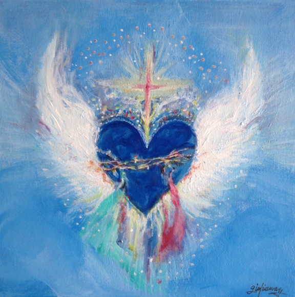 576x580 Sacred Hearts - Heart With Wings Painting