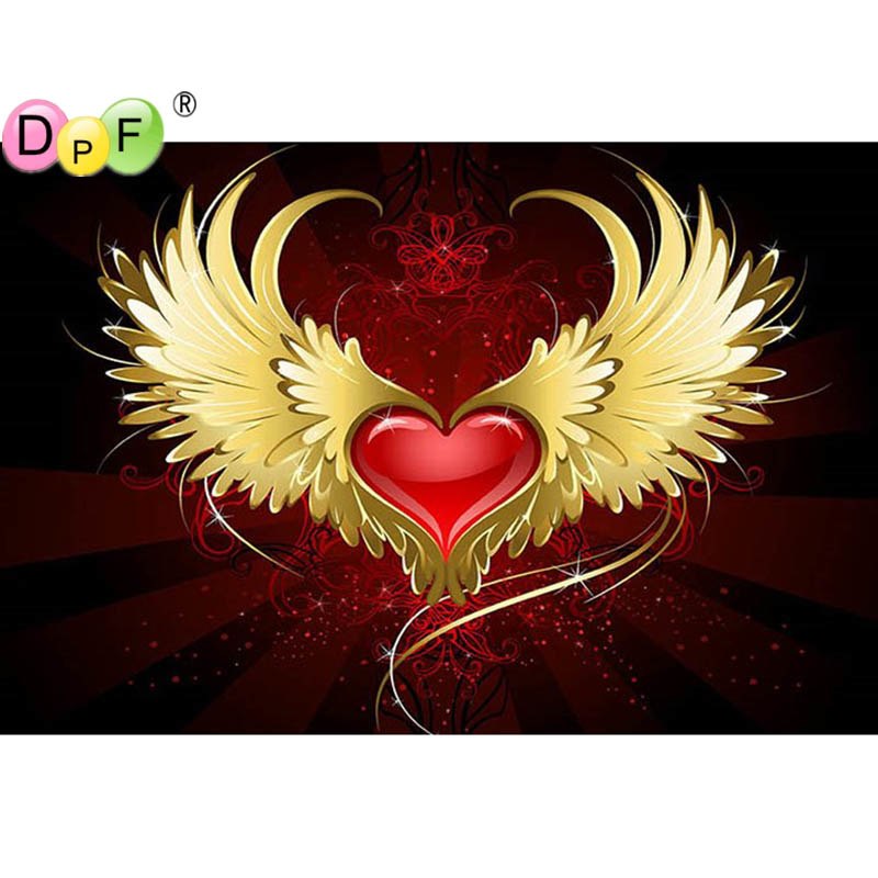 800x800 Dpf Full Square Diamond 5d Diy Diamond Embroidery Heart Wings - Heart With Wings Painting