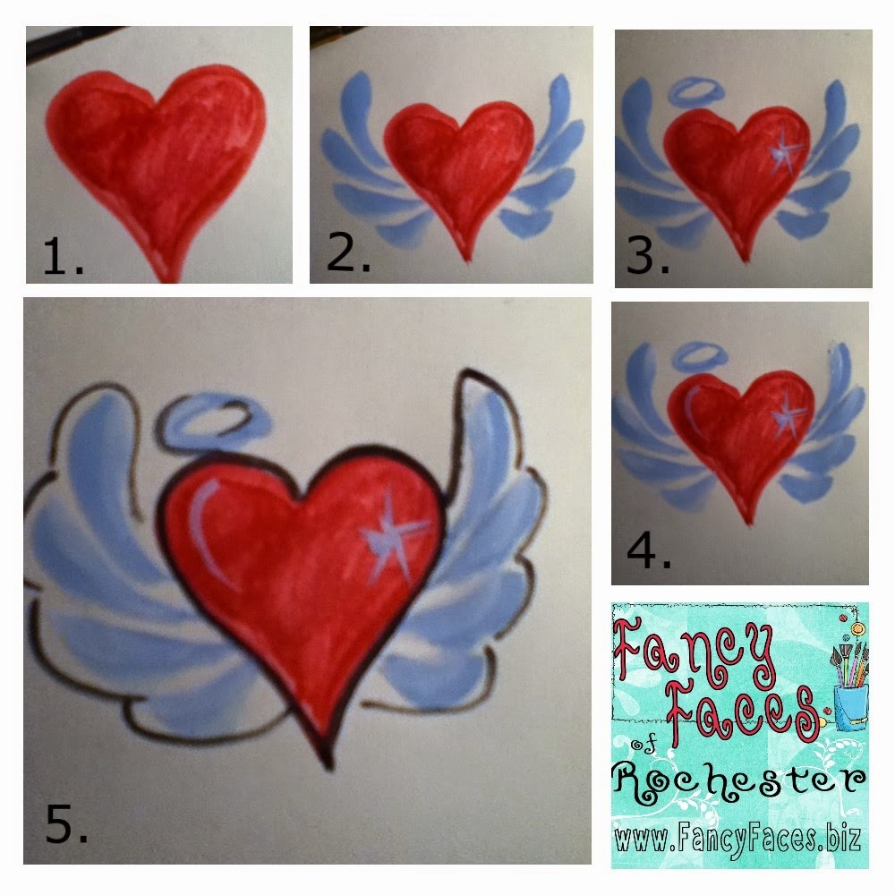 1000x1000 Fancy Faces Of Rochester Heart With Wings Cheek Art Tutorial - Heart With Wings Painting