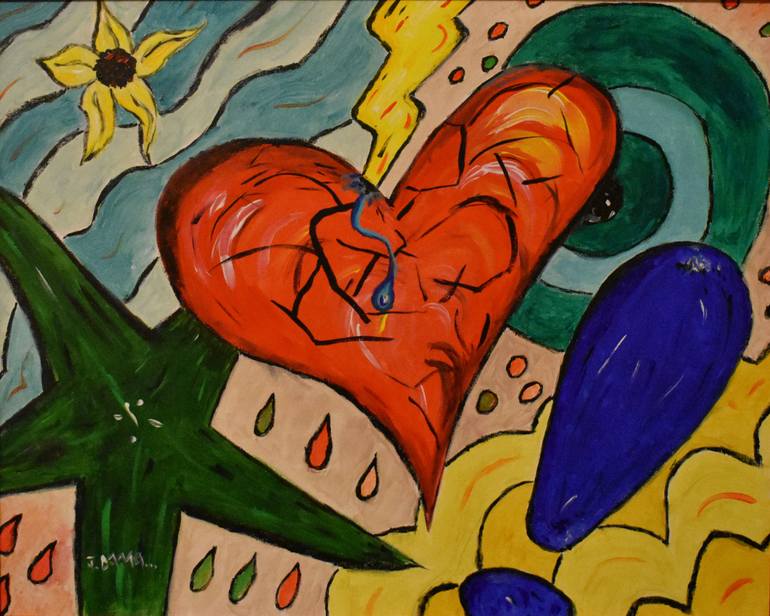 770x616 Saatchi Art Cosmic Heartbreak! Painting By Jeffrey Damasiewicz - Heartbreak Painting