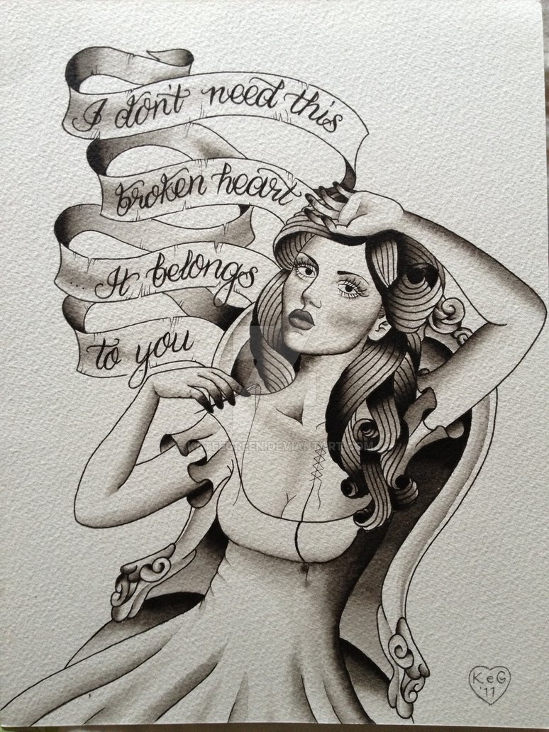 774x1032 Ink And Watercolour Painting Of Heartbroken Girl By Kateegreen - Heartbroken Painting