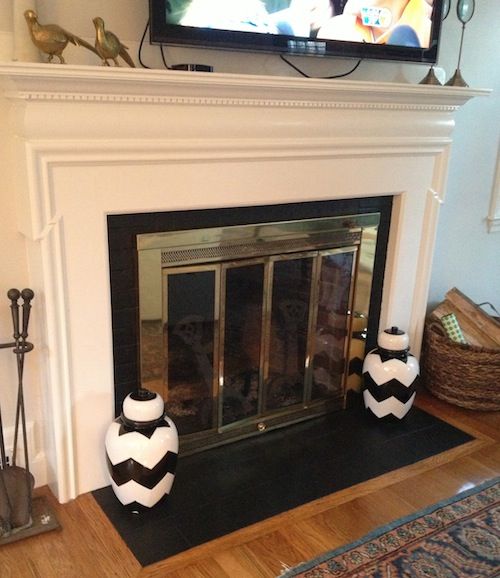 500x578 Quick Fireplace Hearth Facelift Paint Over Old Tile W Valspar - Hearth Painting