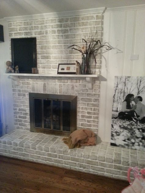474x631 Grey Paint Wash On A Brick Fireplace Before Amp After - Hearth Painting