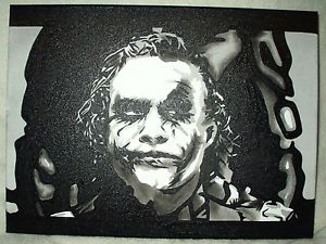 300x225 Canvas Painting Heath Ledger Dark Joker Interrogation Bampw Art - Heath Ledger Joker Canvas Painting
