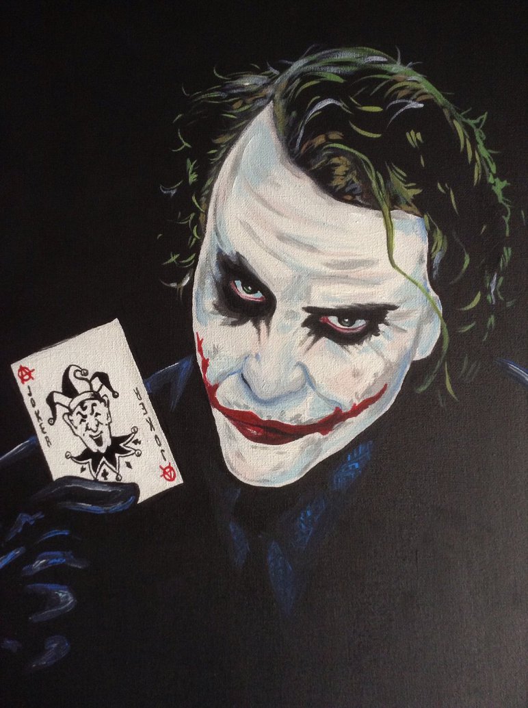 772x1034 Heath Ledger Joker Hand Painted Canvas Art By Billyboyuk - Heath Ledger Joker Canvas Painting