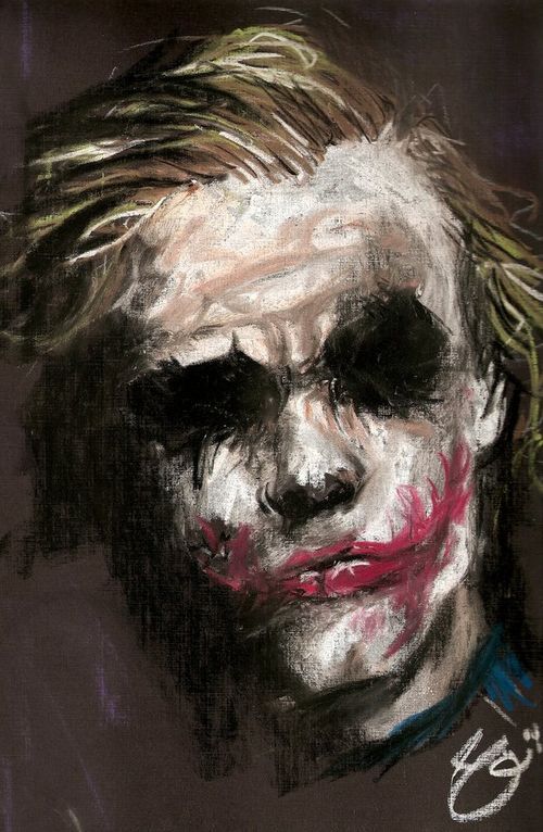 500x766 Joker Painting, Heath Ledger,dark Knight Harley - Heath Ledger Joker Painting