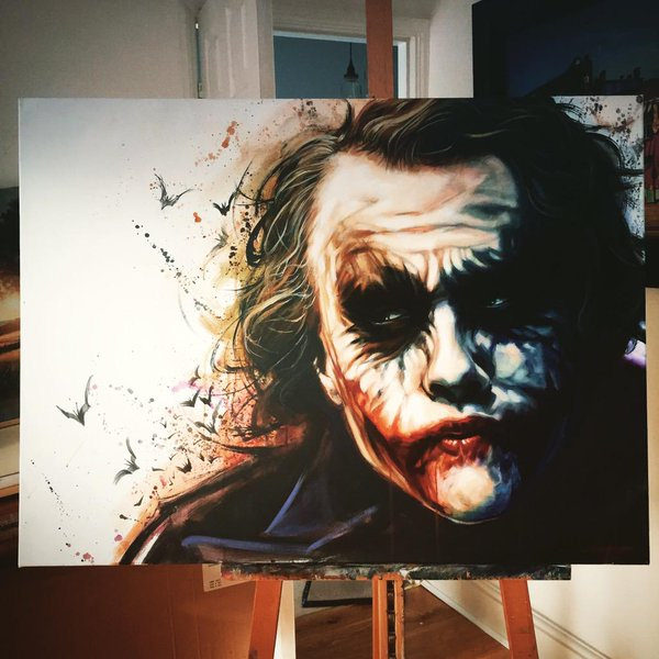 600x600 Batman, Superman And Joker Paintings By Ben Jeffery Killer Kitsch - Heath Ledger Joker Painting