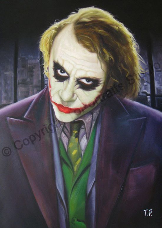550x771 Heath Ledger, The Joker, The Dark Knight Batman - Heath Ledger Joker Painting