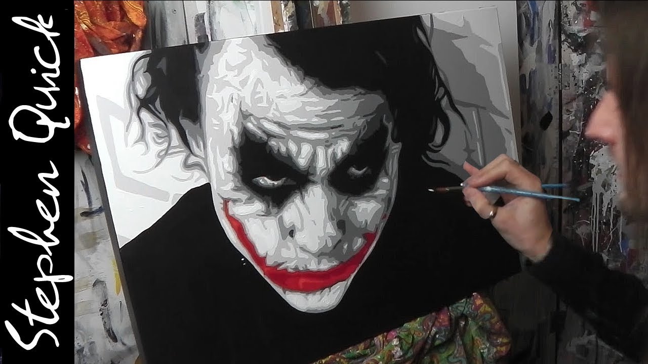 1280x720 Joker Heath Ledger Painting Time Lapse Pop Art By Stephen - Heath Ledger Painting