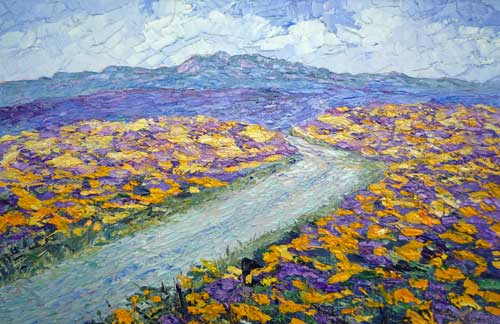500x324 Joan Speight Patchwork Gorse Amp Heather Oil Painting - Heather Painting