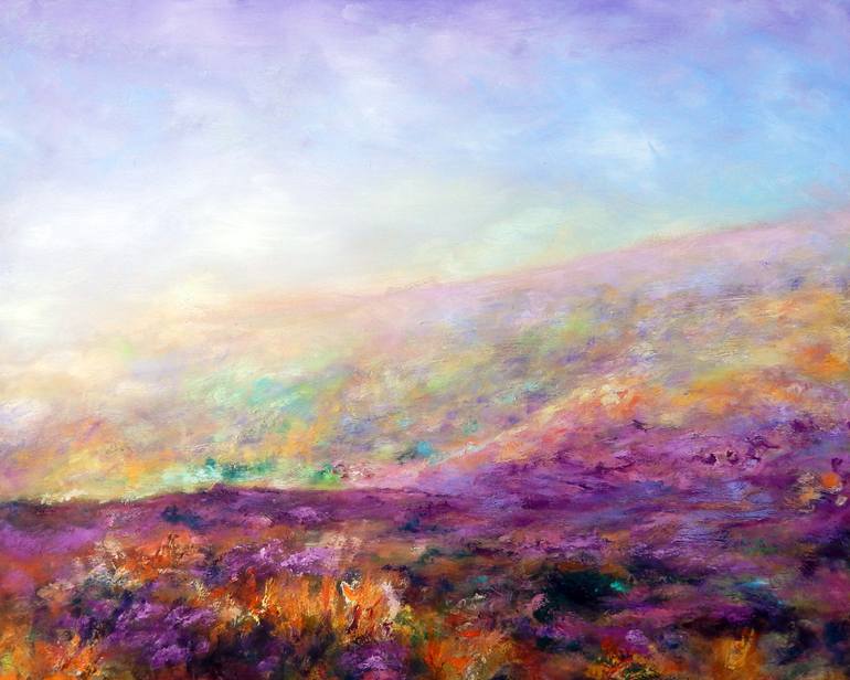 770x616 Saatchi Art Scottish Heather Painting By Richard Freer - Heather Painting