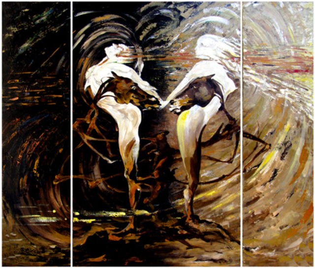 640x547 Samuel Duke Artwork From Heaven To Hell Original Painting - Heaven And Hell Painting