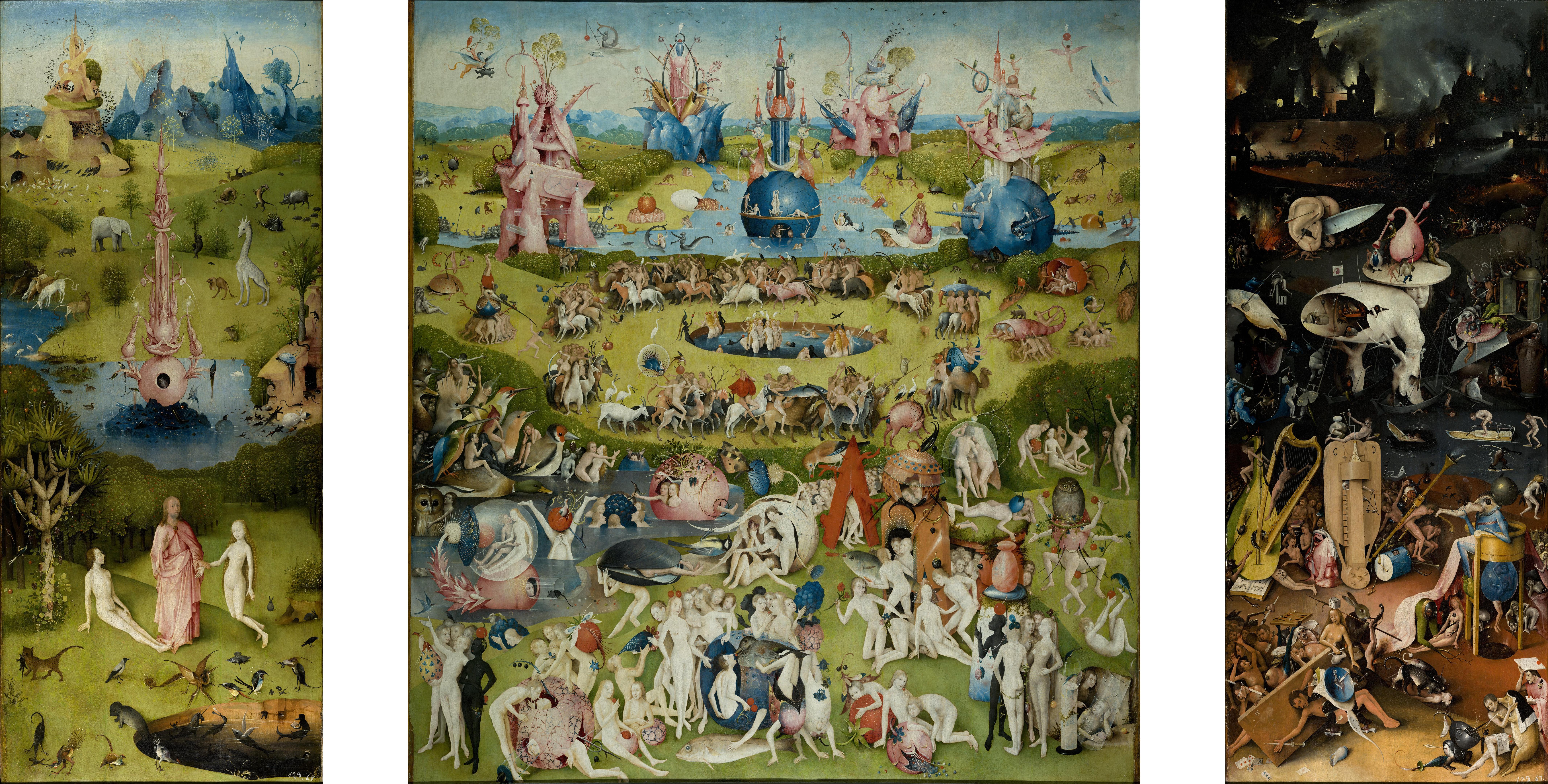8533x4325 Hieronymus Bosch Renaissance Dali The Counterfeit Columnist - Heaven Hell Painting