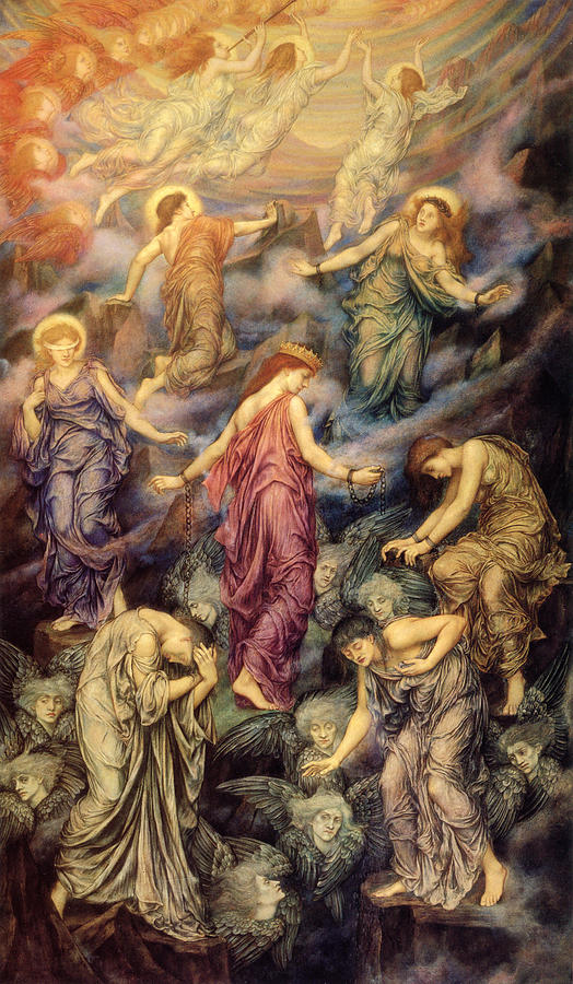 524x900 Kingdom Of Heaven And Hell Digital Art By Evelyn De Morgan - Heaven Hell Painting