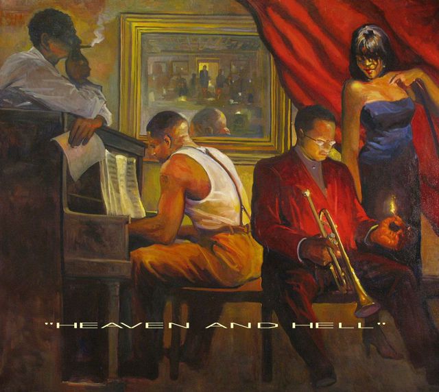 640x572 Ron Anderson Artwork Heaven And Hell Original Painting Oil - Heaven Hell Painting