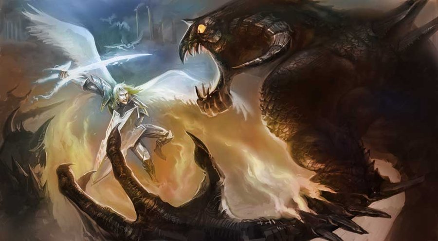 900x495 Heaven Vs Hell By Nightblue Art - Heaven Vs Hell Painting