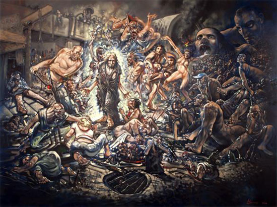 550x411 Hell And Back The Religious Paintings Of Peter Howson - Heaven Vs Hell Painting