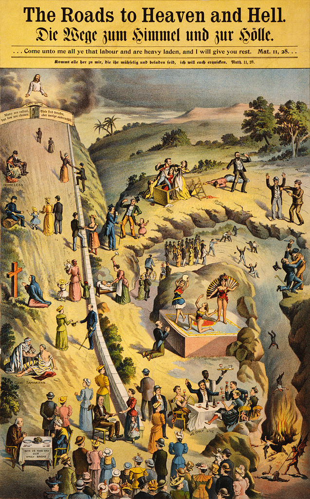 637x1024 Filethe Roads To Heaven And Hell, Religious Tract, 1896.jpg - Heaven Vs Hell Painting