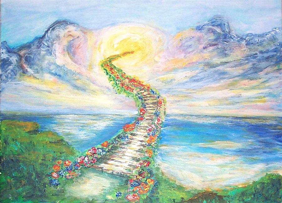 900x647 Stairway To Heaven Painting By Mary Sedici - Heavenly Painting
