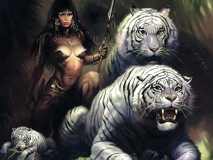 700x525 Fantasy Hunter Woman - Heavy Metal Painting