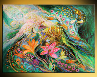 340x270 Jewish Art Original Painting Hanukkah In Magic - Hebrew Painting