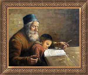 300x255 Handmade Jewish Israel Judaica Hebrew Art Oil Painting Rabbi - Hebrew Painting