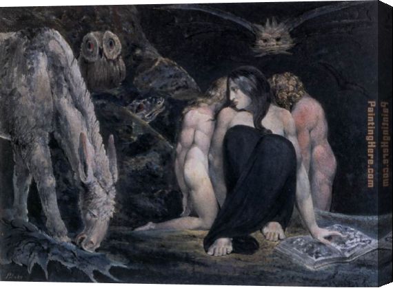 570x419 William Blake Hecate Or The Three Fates Stretched Canvas Painting - Hecate Painting