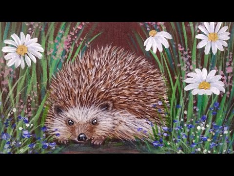 480x360 How To Paint A Hedgehog In Wildflowers Live Acrylic Painting - Hedgehog Painting