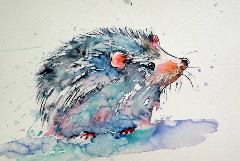 770x518 Saatchi Art Cute Hedgehog Painting By Kovacs Anna Brigitta - Hedgehog Painting