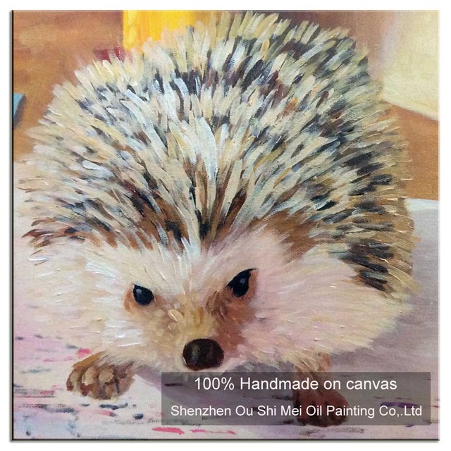 640x640 Handmade Modern Animals Oil Painting On Canvas Hand Painted Lovely - Hedgehog Painting
