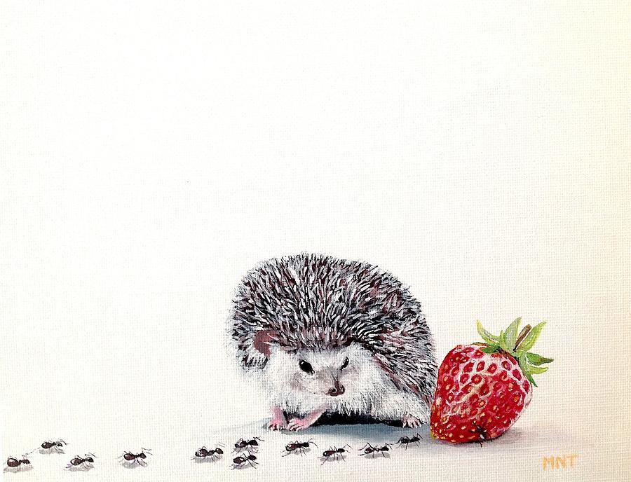 900x688 Hedgehog And Ants Painting By Noel Taniguchi - Hedgehog Painting