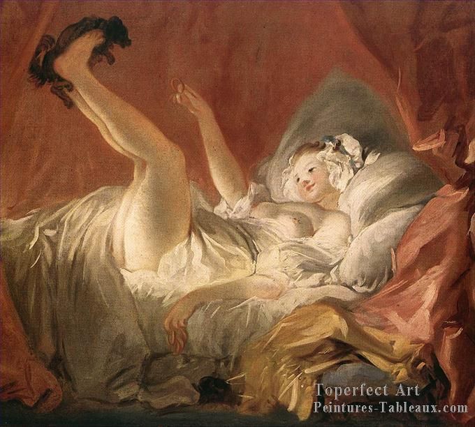 680x612 Young Woman Playing With A Chien Rococo Hedonism Eroticism Jean - Hedonism Painting