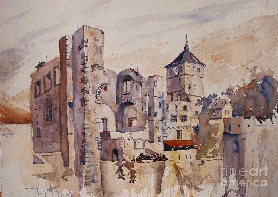 900x637 Heidelberg Castle Painting By Dieter Wystemp - Heidelberg Painting