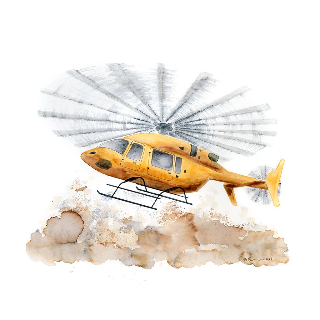 1024x1024 Yellow Helicopter Painting Animal Wall Art Print Tiny Toes Design - Helicopter Painting