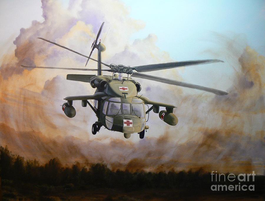 900x684 Dust Off Painting By Scott Alcorn - Helicopter Painting