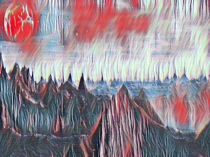 735x551 Hell On Earth Fire Mountains Earth, Original Paintings And Paintings - Hell On Earth Painting