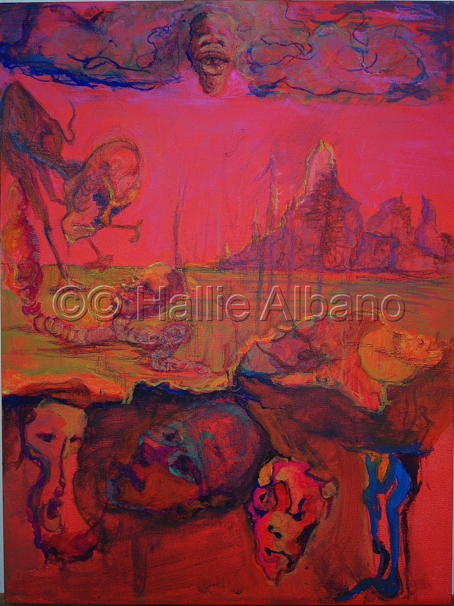899x1200 Surrealism Egg Tempera Paintings Hell On Earth By Hallie Albano - Hell On Earth Painting