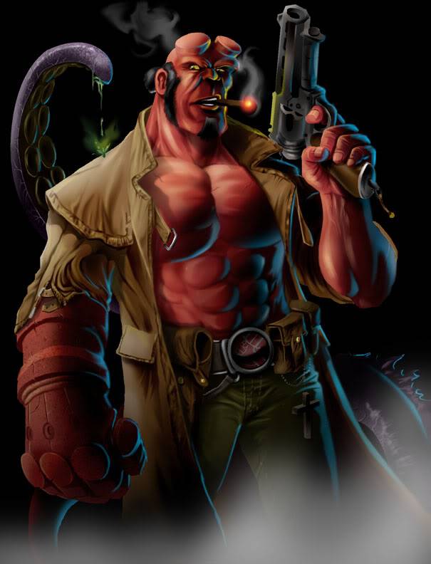 605x792 Hellboy Digital Painting - Hellboy Painting