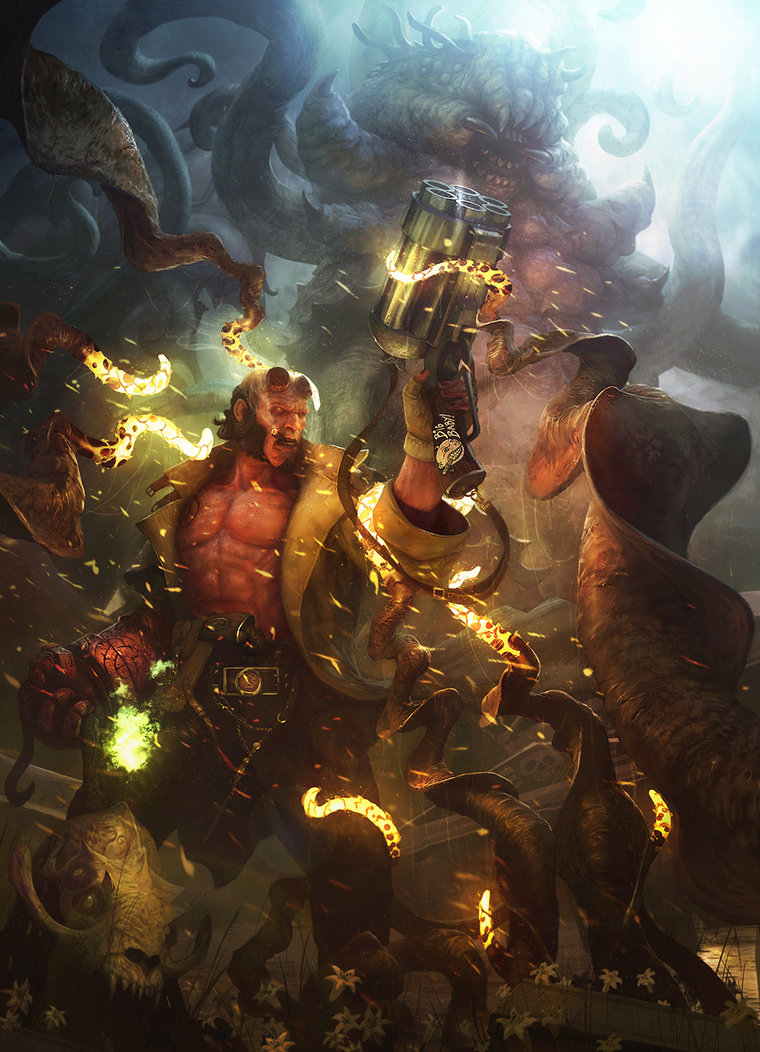 760x1052 Hellboy Fan Art By Lozanox - Hellboy Painting