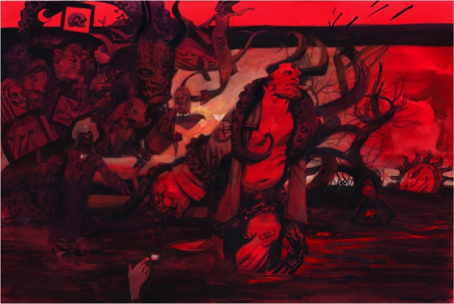 908x608 Hellboy Painting - Hellboy Painting