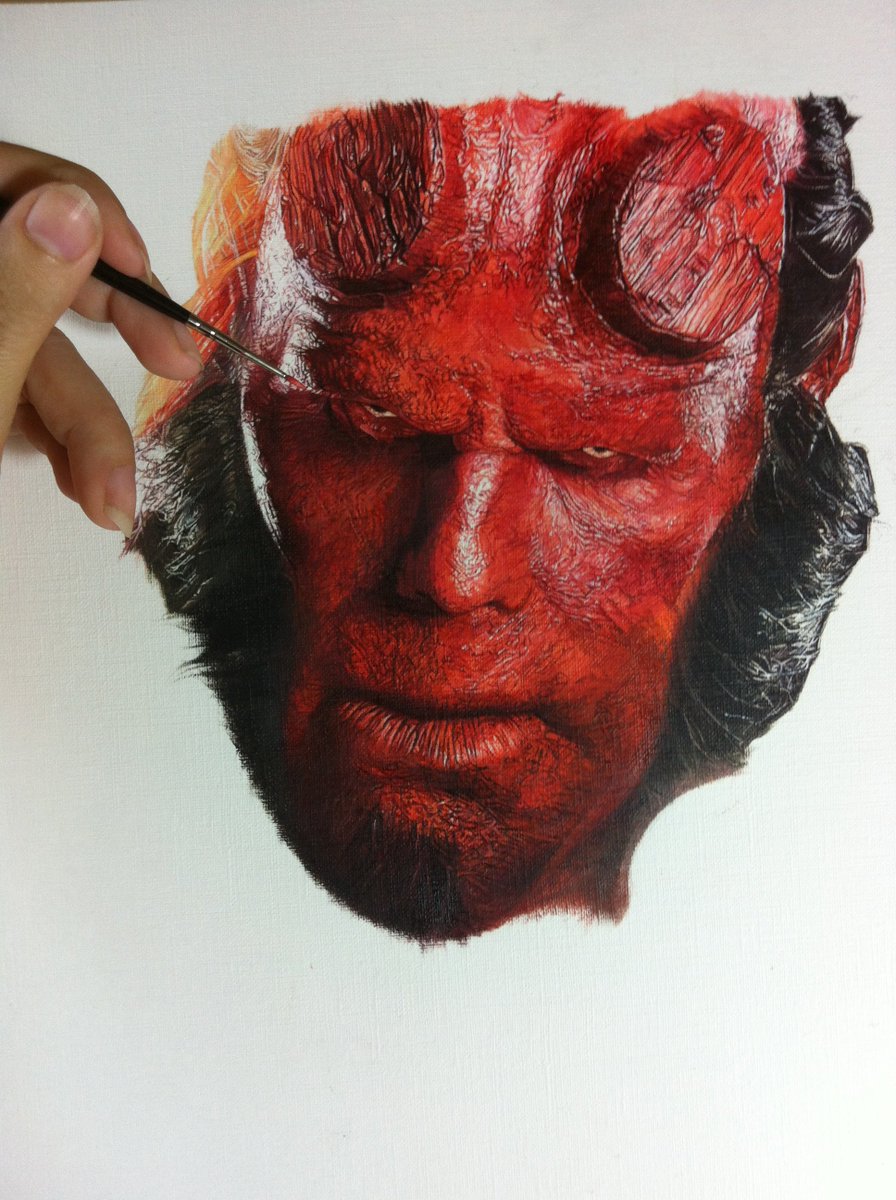 896x1200 Ciara Mcavoy On Twitter Oil Painting - Hellboy Painting