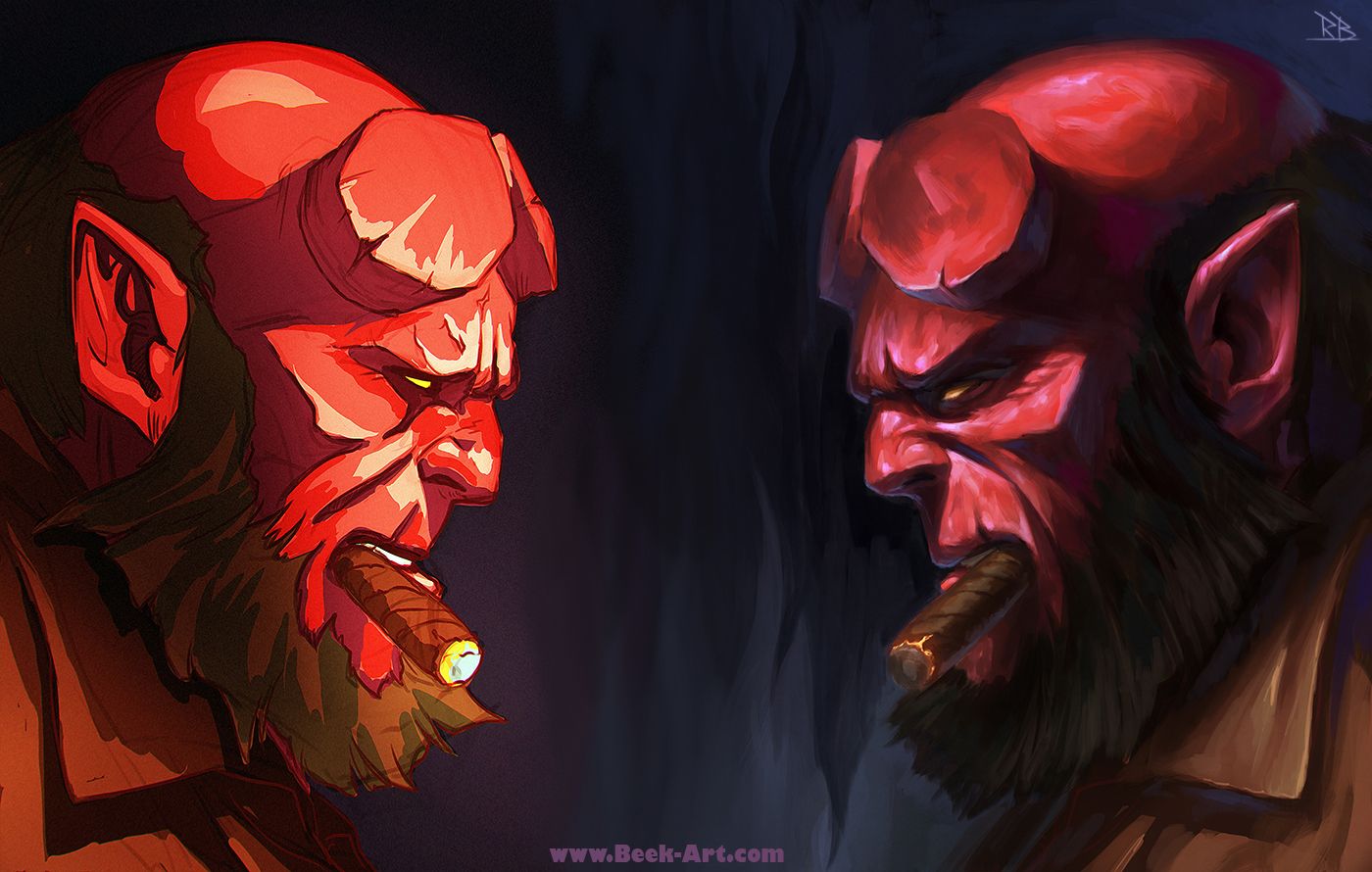 1400x890 Painting And Drawing - Hellboy Painting