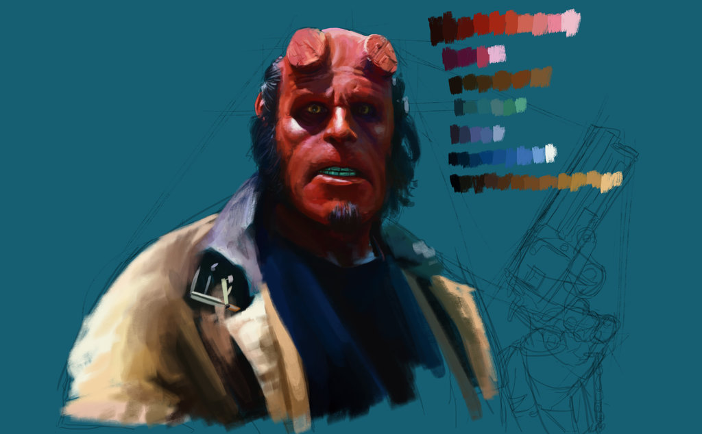 1024x634 Hellboy By Rapidoadam - Hellboy Painting