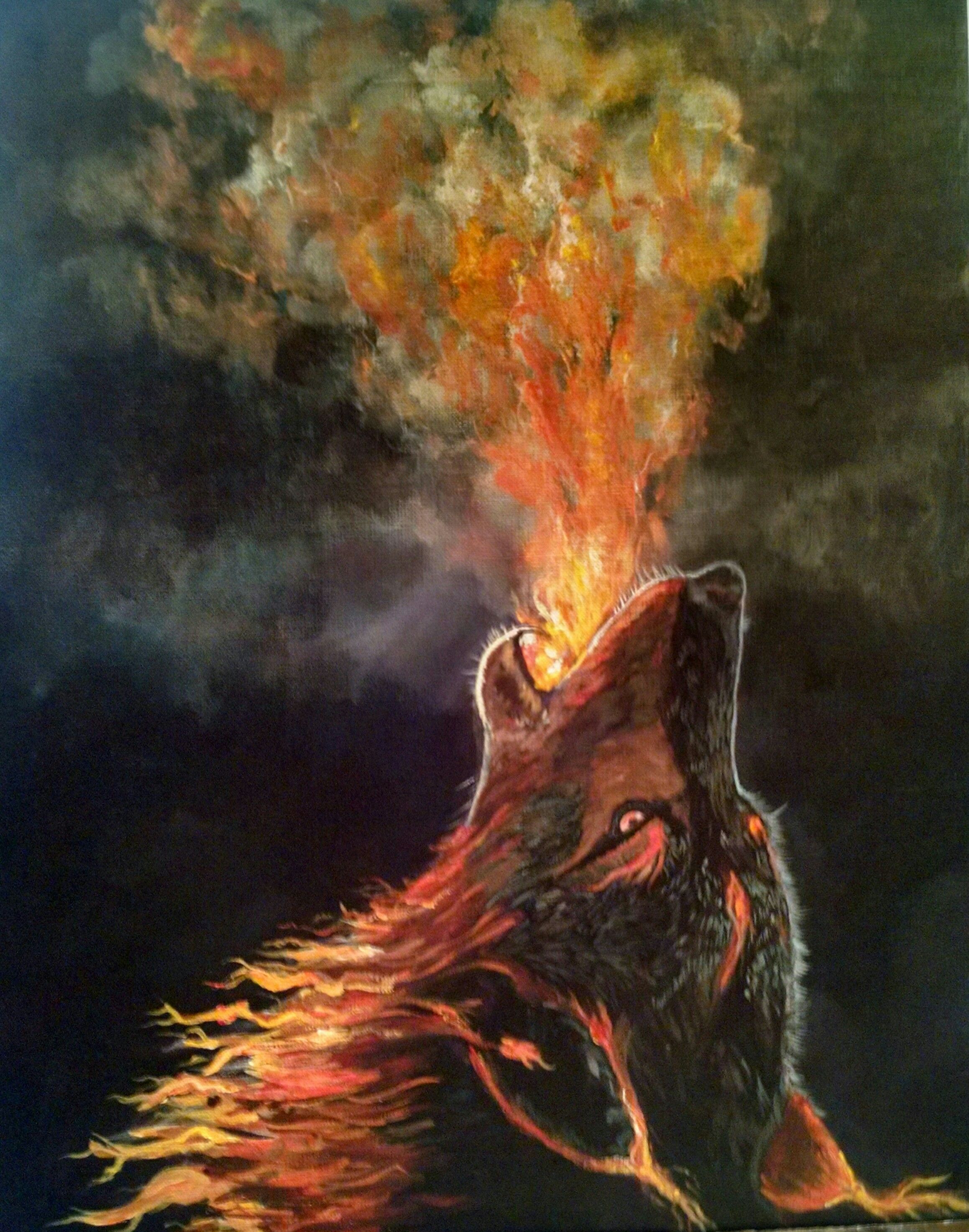 2317x2947 Hellfire Wolf - Hellfire Painting