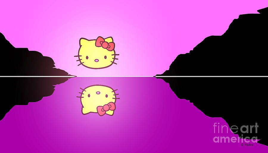 900x515 Hello Kitty Sunrise Painting By George Pedro - Hello Kitty Painting