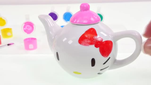 640x360 Painting Ceramic Ninja Turtles + Hello Kitty Tea Set - Hello Kitty Painting Online