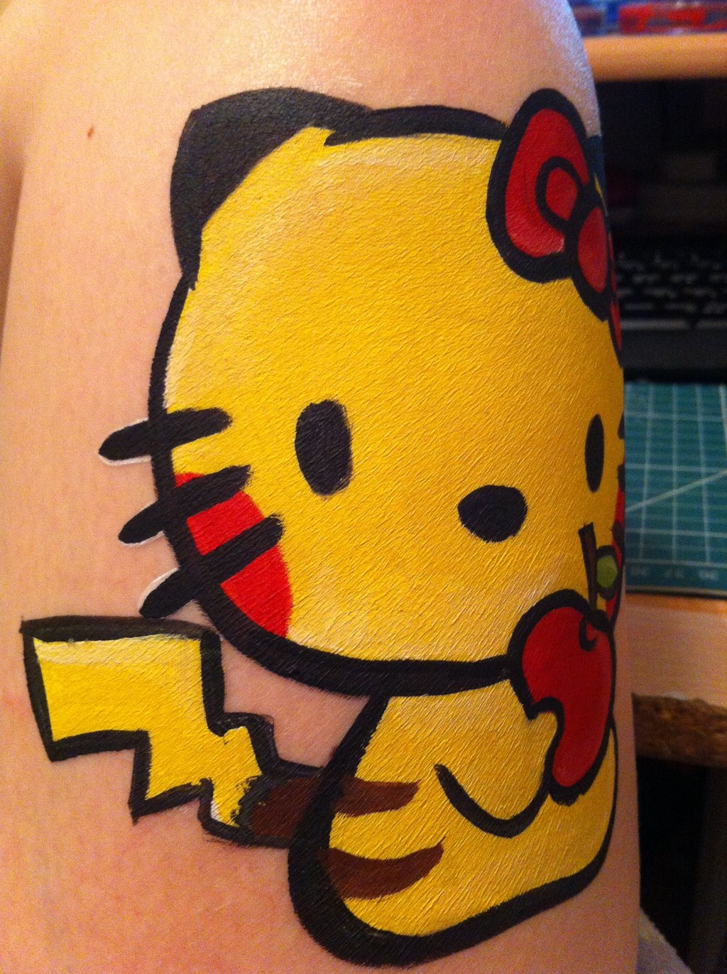 1024x1371 Hello Kitty Face Painting Pikachu Tail By Sazmullium - Hello Painting